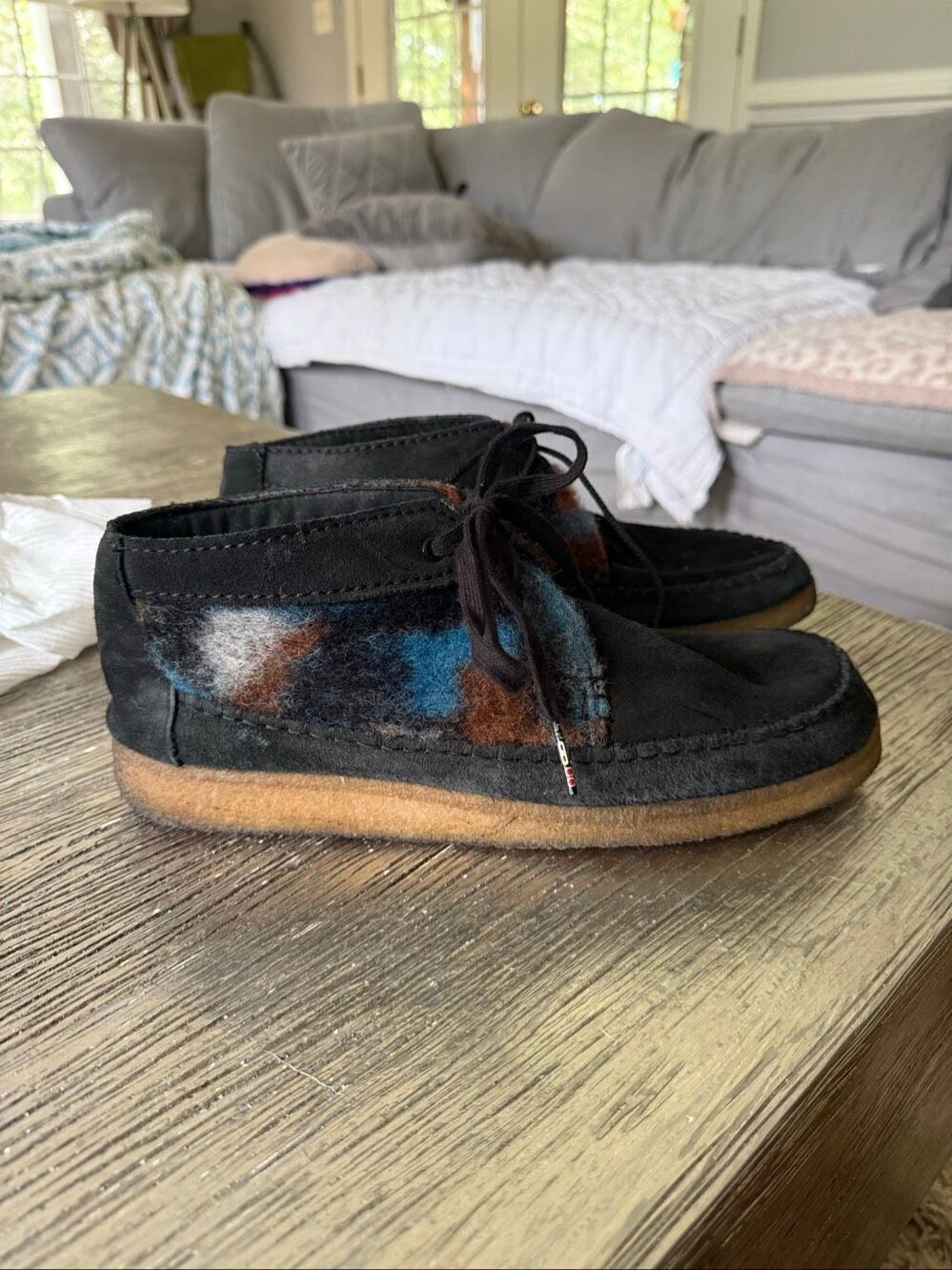 Clark’s Men’s Paradise Forest Weaver Black Suede & Wool Desert Boot sz 11
